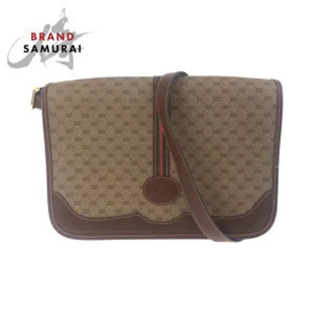 Gucci Sherry brown leather shoulder bag pouch
